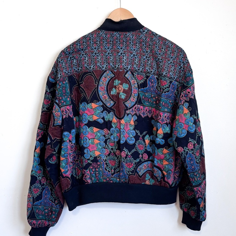 Vintage Carole Little Boho‎ Bomber Jacket Size M Floral Cottage Artsy Hippie USA - Picture 3 of 10
